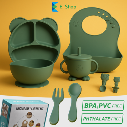 DJEČJI SILIKONSKI SET PRIBORA ZA JELO