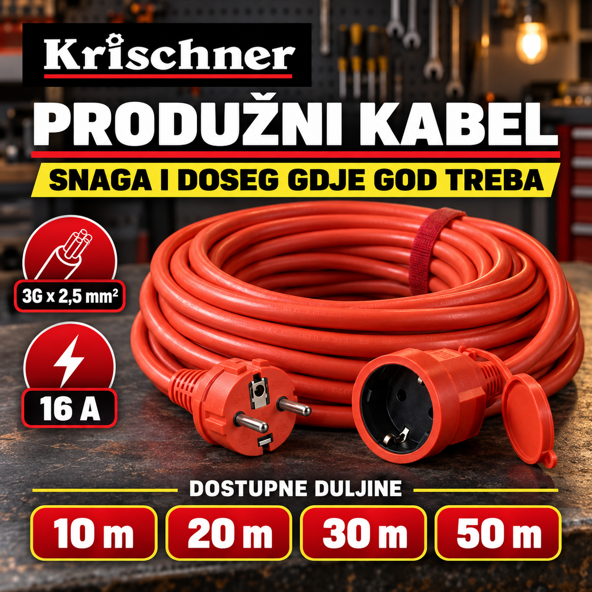 PROFESIONALNI PRODUŽNI KABEL 3 X 2.5mm