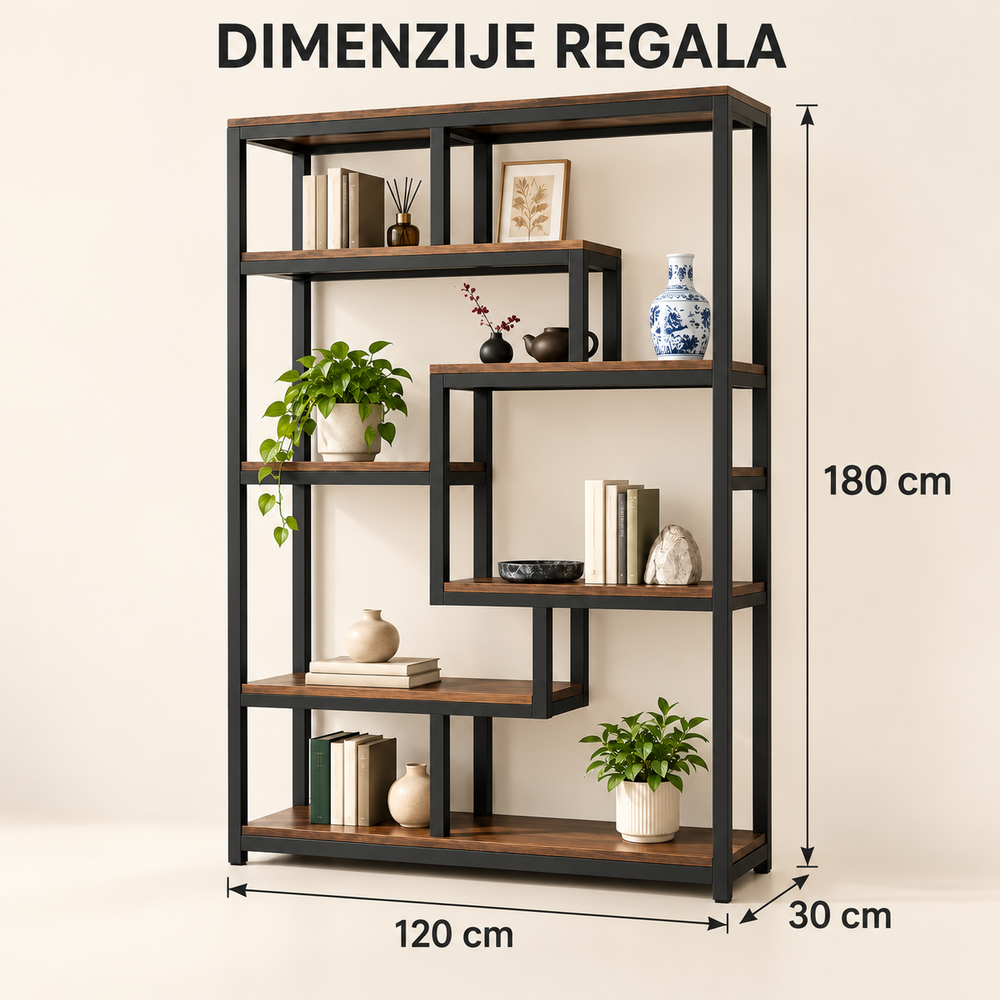 DEKORATIVNI REGAL INDUSTRIJSKOG STILA "ORCHIDEA"